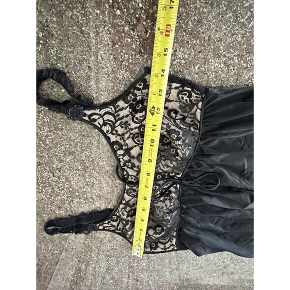 Vanity‎ Fair Nightgown Vintage Womens Size 34 Black Lace Bust Bow Detail Layered - Picture 8 of 11